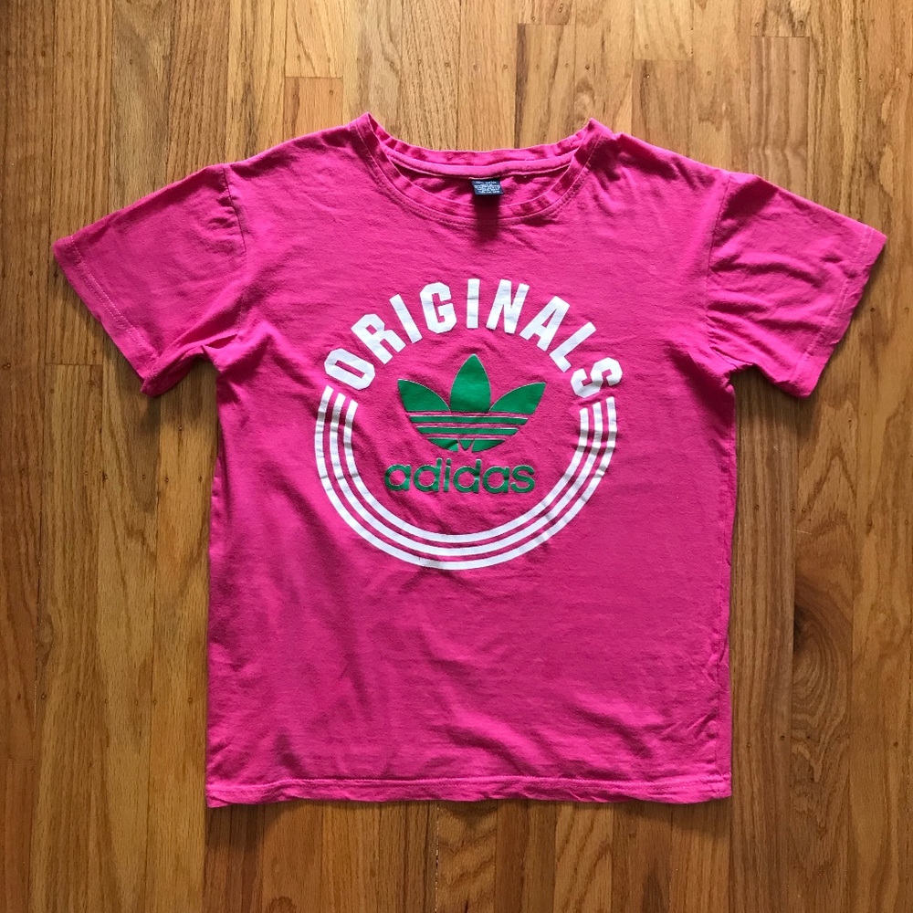 Adidas Originals Pink Logo Tee, Medium